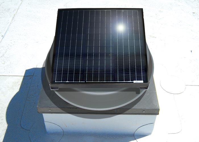 Curb Mount Solar Attic Fan on Commercial Roof