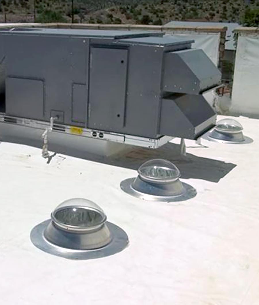 muliple Kennedy K series flat roof tubular skylights