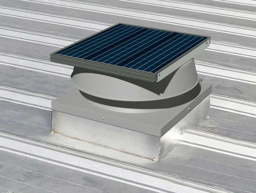 Kennedy solar attic fan installed on a SAF-ACWU metal roof