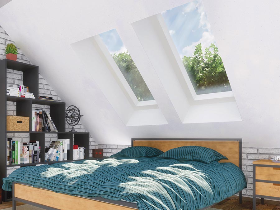 Two Kennedy MD-ISFG Skylights installed in bedroom